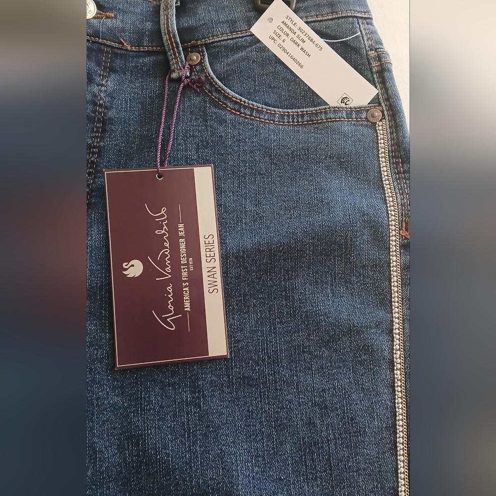 Gloria Vanderbilt Blue Slim leg Jeans with Silver Accents - Picture 2 of 5
